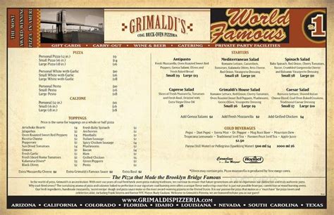 Established in 2003. . Grimaldis pizzeria fort myers menu